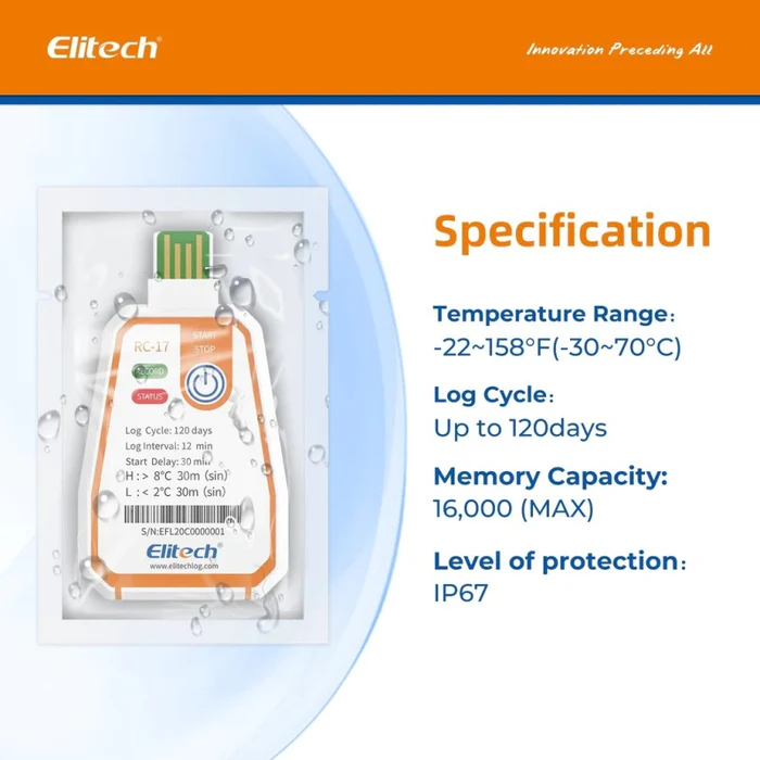 Elitech RC-17 Single-Use Temperature Data Logger, Range -30 To 70°C - Image 3