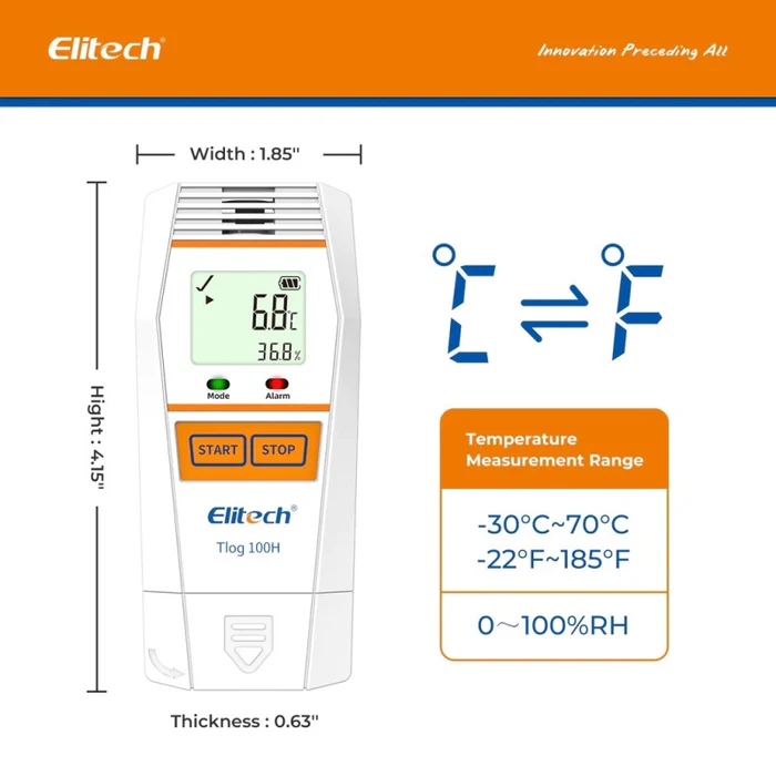 Elitech Tlog 100H Reusable Temperature And Humidity Data Logger, Range -30 To 70°C - Image 3